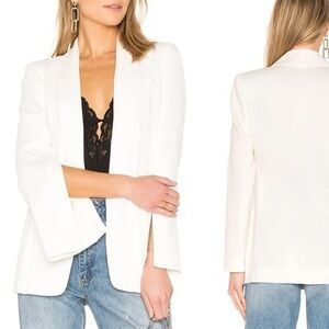 Halston Heritage Crinkle Crepe Slit Sleeve Ivory Ecru Blazer XS